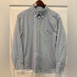 Vineyard Vines Men’s Button Down Plaid Shirt Whale Logo Men’s Size Large